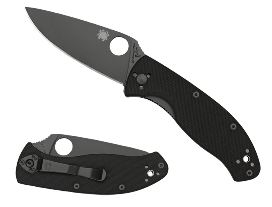 Spyderco Tenacious C122GBBKPS 3.39" Folding Knife Part Serrated Black Matte 8Cr13MoV Blade Black Textured G10 Handle