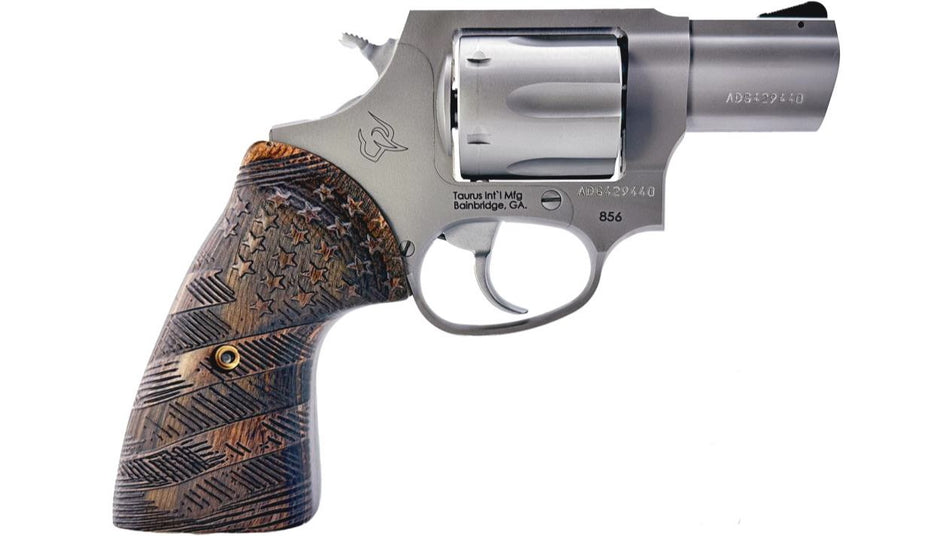 Taurus 856 Small Frame .38 Special Revolver, 2" Barrel, Stainless Steel, Wood Star Grip, 6-Shot