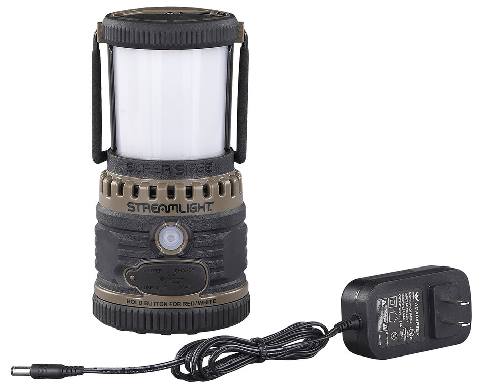 Streamlight Super Siege Camp Lantern Coyote 125/550/1100 Lumens Red/White C4 LED Rechargeable