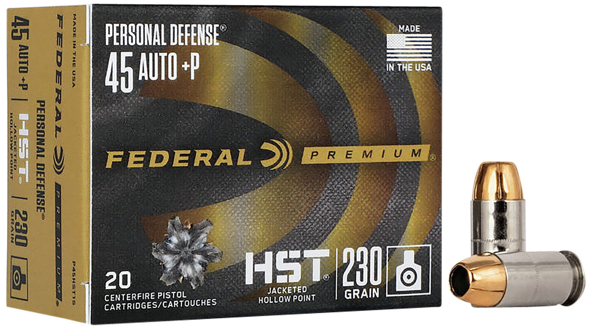 Federal .45 ACP/Auto P45HST1S Premium Personal Defense HST Jacketed Hollow Point 230 Grain