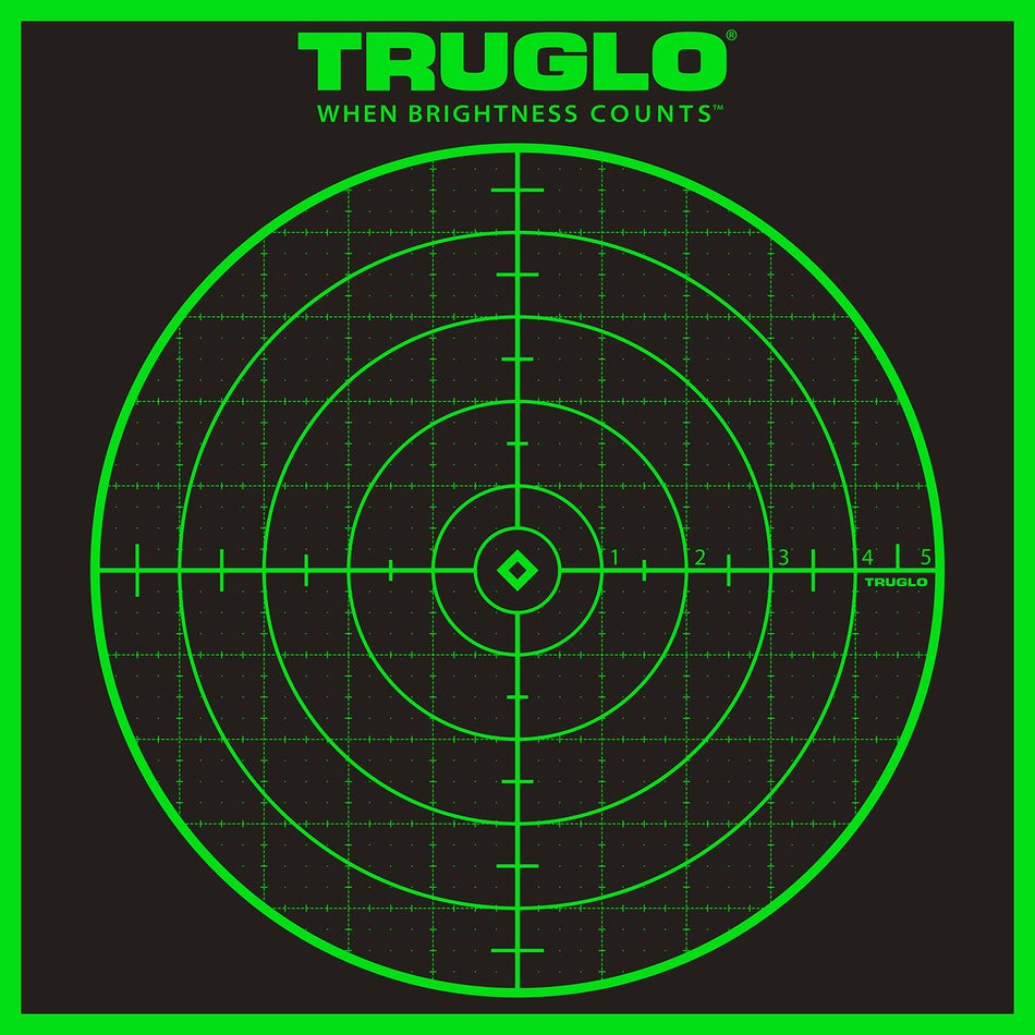 TruGlo TG10A6 Tru-See Grid Fluorescent Green Self-Adhesive Bullseye Targets 12x12" 6-Pack