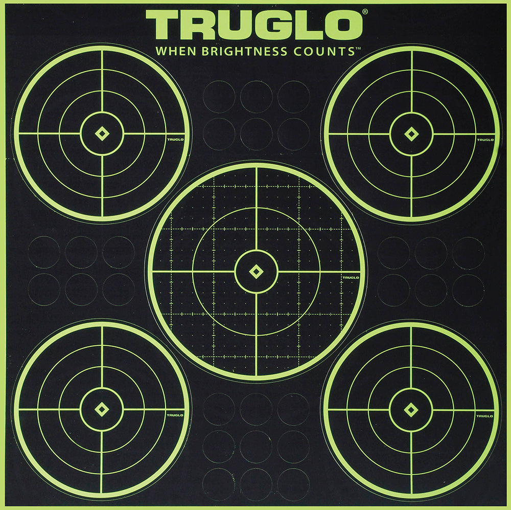 TruGlo Tru-See 5-Bull Target Self-Adhesive Heavy Paper Green Halo 12"x12" 6 Pack