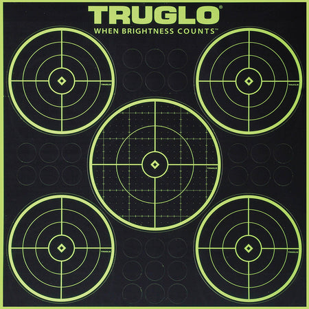 TruGlo Tru-See 5-Bull Target Self-Adhesive Heavy Paper Green Halo 12"x12" 6 Pack