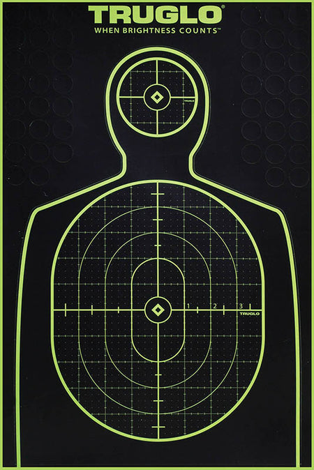 TruGlo TG13A6 Tru-See Handgun Self-Adhesive Fluorescent Green Silhouette Targets 12x18" 6-Pack