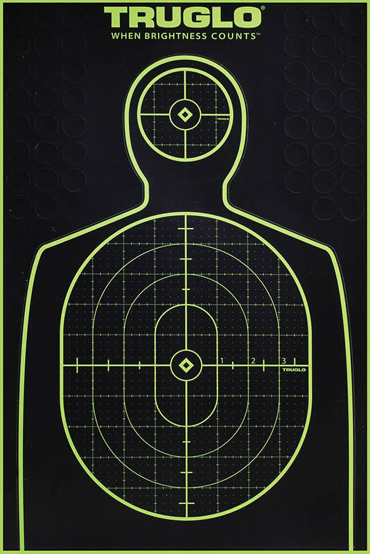 TruGlo TG13A6 Tru-See Handgun Self-Adhesive Fluorescent Green Silhouette Targets 12x18" 6-Pack