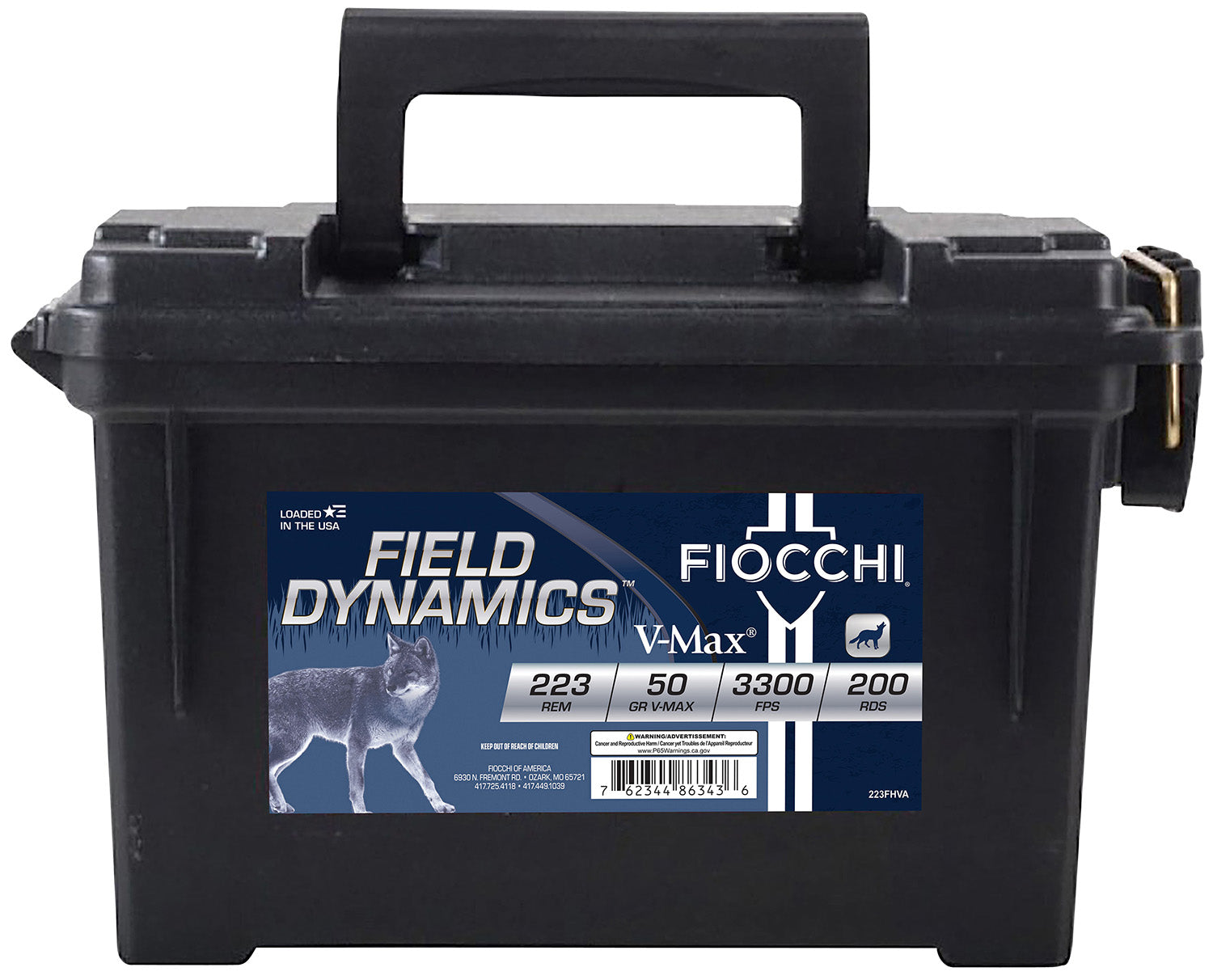 Fiocchi .223 Remington 223FHVA Field Dynamics Hornady V-Max 50 Grain