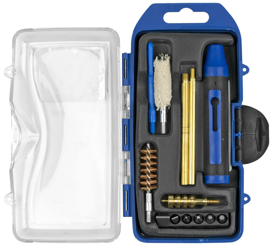 DAC GunMaster 44/45 Cal Pistol Cleaning Kit 14-Piece Set, Black/Blue Case