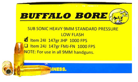 Buffalo Bore 9mm Luger/Parabellum 24I20 Subsonic Jacketed Hollow Point JHP 147 Grain