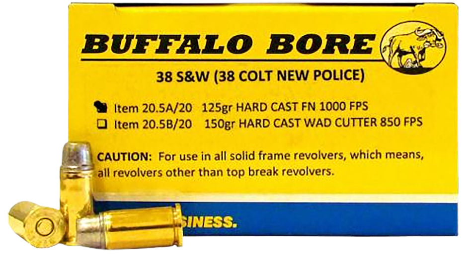 Buffalo Bore .38 S&W Short 205A20 Personal Defense Hard Cast Flat Nose 125 Grain