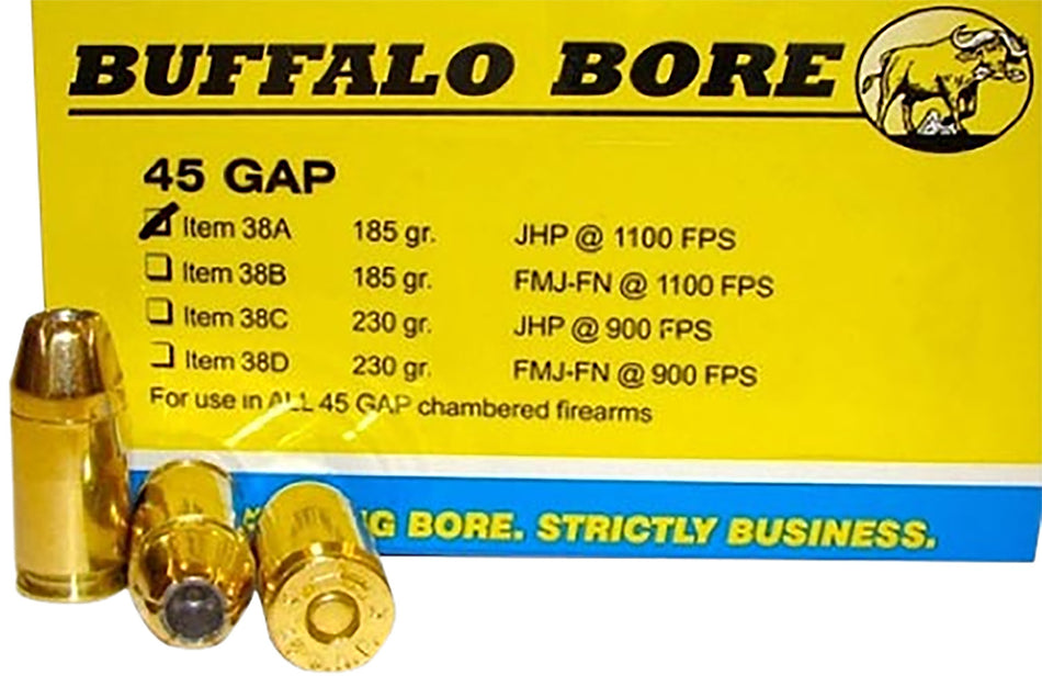 Buffalo Bore .45 Long Colt 38A20 Personal Defense Jacketed Hollow Point JHP 185 Grain