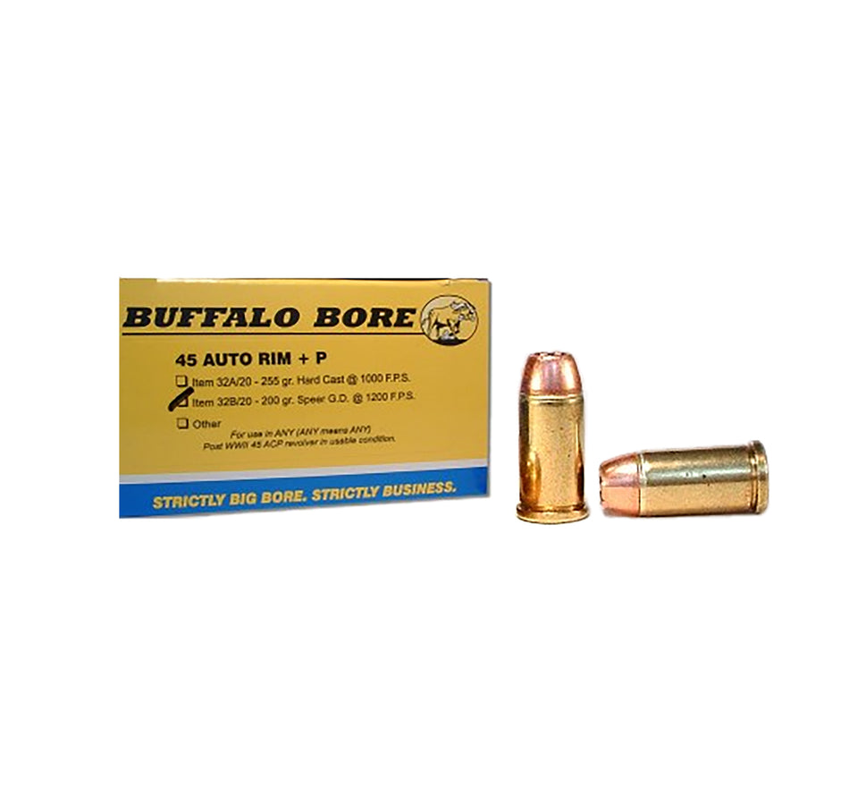Buffalo Bore .45 Auto Rim 32B20 Personal Defense Jacketed Hollow Point JHP 200 Grain