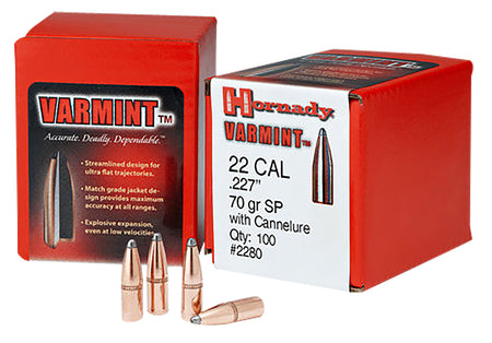 Hornady 22 Caliber .224 50gr Traditional Varmint Spire Point Bullets 100 Per Box