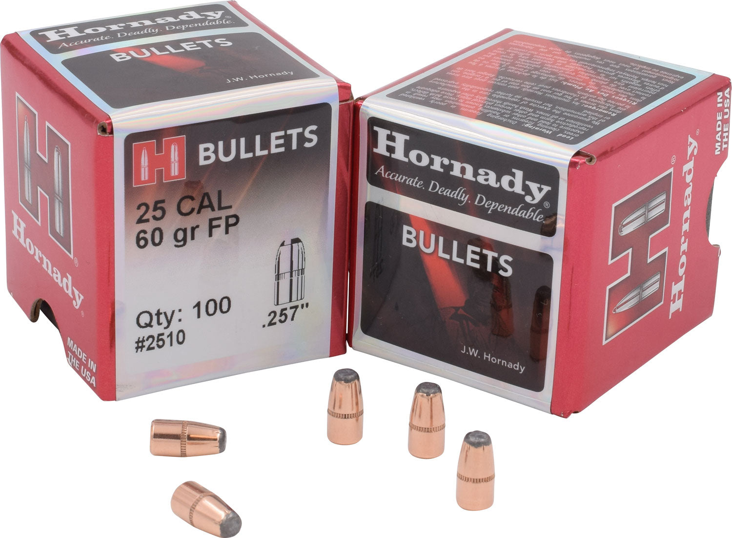 Hornady 25 Caliber .257 60gr Traditional Varmint Flat Point Bullets 100/Box