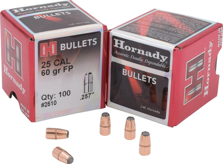 Hornady 25 Caliber .257 60gr Traditional Varmint Flat Point Bullets 100/Box