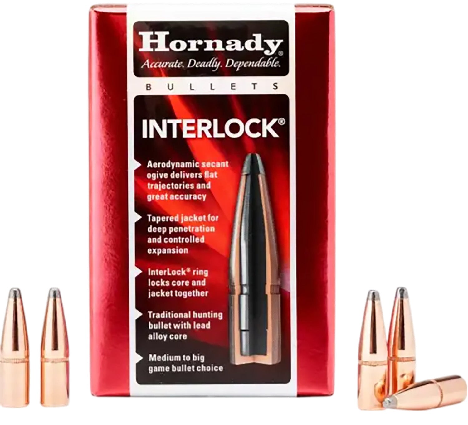 Hornady 30 Cal .308 165 gr InterLock Soft Point Projectiles 100 Per Box
