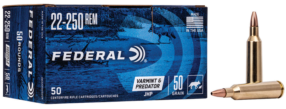 American Eagle .22-250 Remington AE2225050VP Varmint & Predator Jacketed Hollow Point JHP 50 Grain