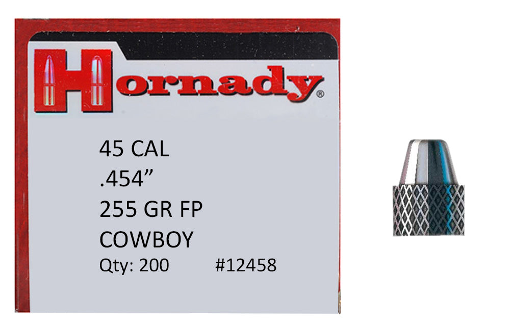 Hornady Frontier 255 gr .454 45 Cal Flat Point Pre-Lubricated Cowboy Bullets 200ct