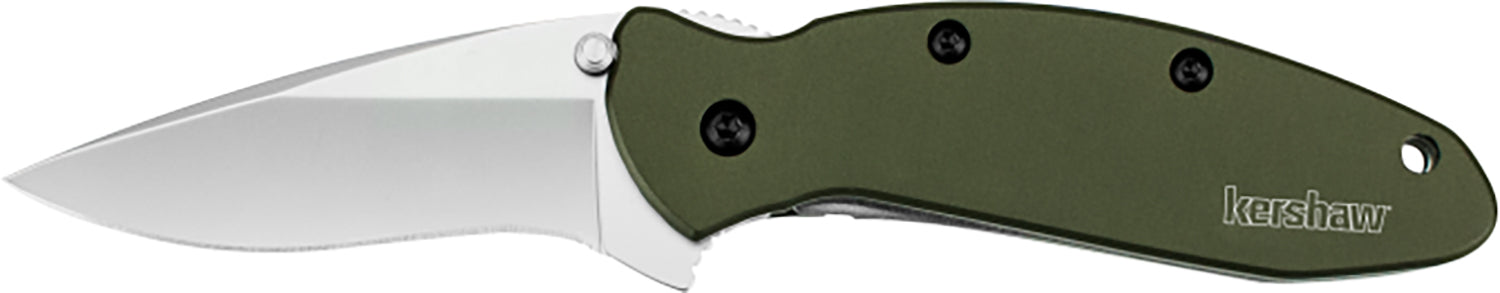Kershaw Scallion 1620OL 2.40" Folding Drop Point Plain 420HC Bead Blasted Blade OD Green Anodized Handle & Pocket Clip
