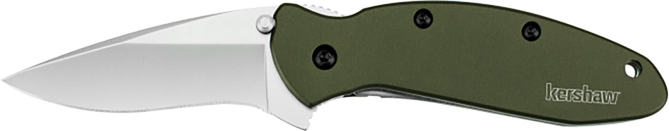 Kershaw Scallion 1620OL 2.40" Folding Drop Point Plain 420HC Bead Blasted Blade OD Green Anodized Handle & Pocket Clip