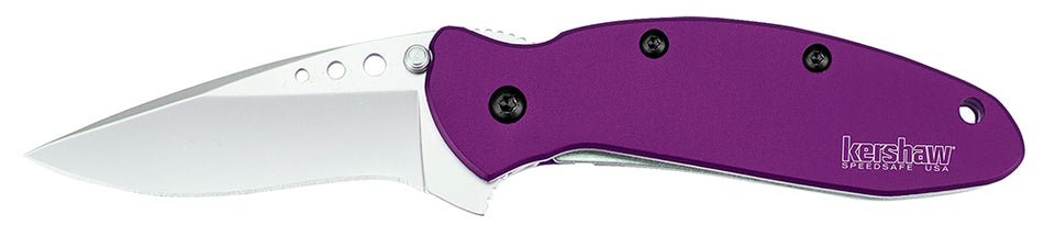 Kershaw Scallion 1620PUR 2.40" Folding Drop Point Plain 420HC Bead Blasted Blade Purple Anodized Handle & Pocket Clip