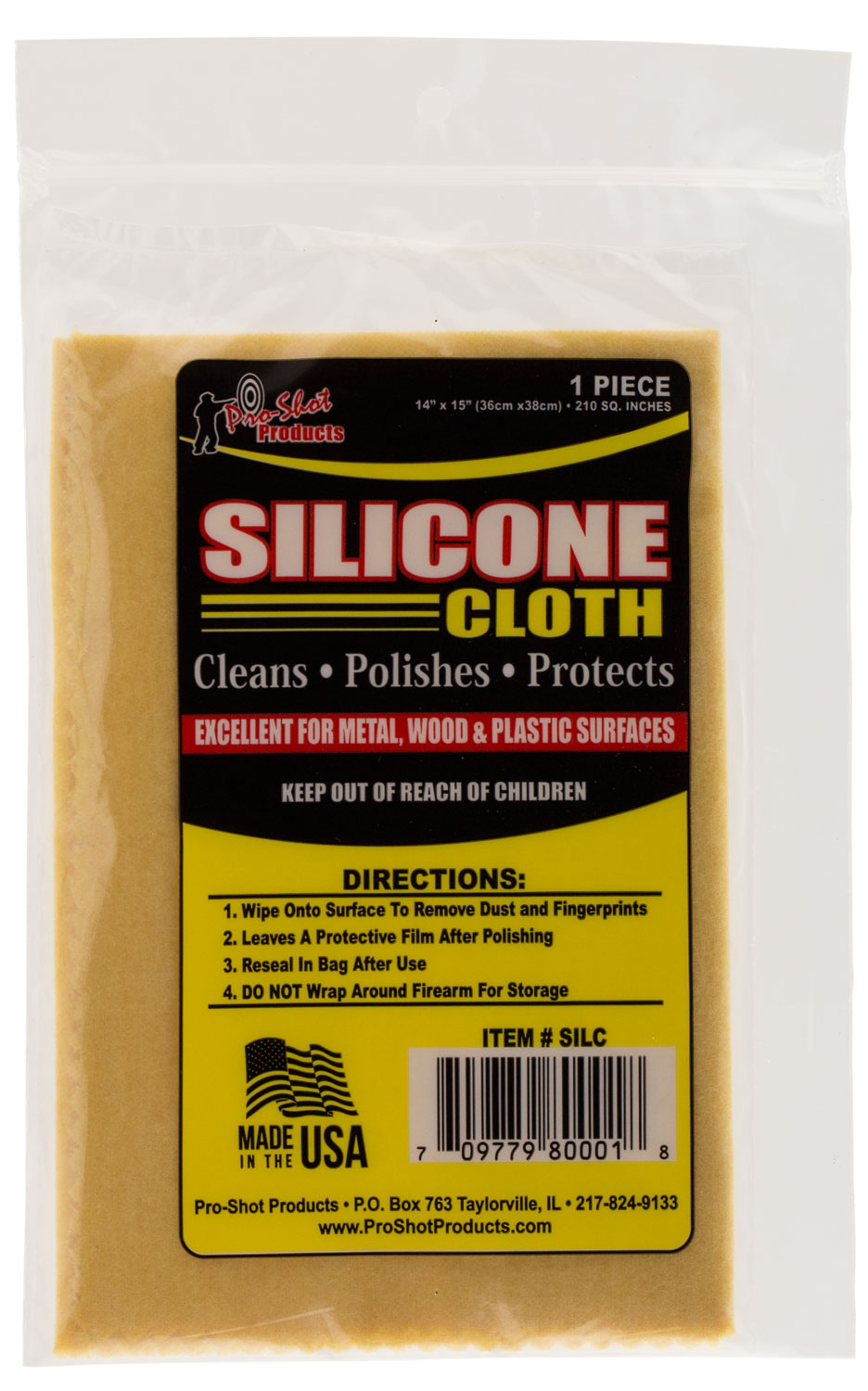 Pro-Shot Silicone Gun Cleaning Cloth Cotton 14"x15" Resealable Bag