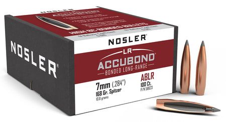 Nosler AccuBond-LR 7mm Caliber 168 Grain Tapered Jacket Spitzer Bullets 100/Box