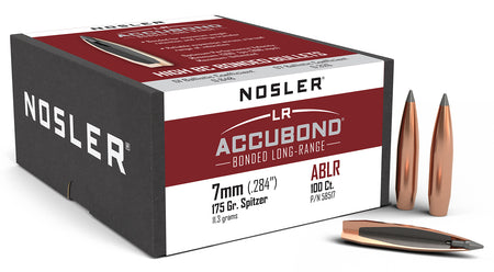 Nosler AccuBond-LR 7mm Caliber 175 Grain Tapered Jacket Spitzer Bullets 100/Box