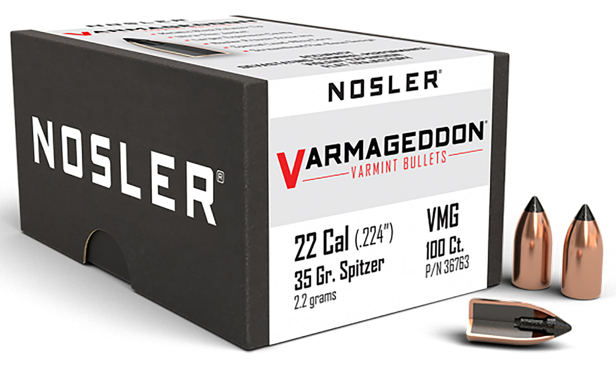 Nosler 22 Cal 35gr Varmageddon Flat Base Tipped Bullets 100/Box