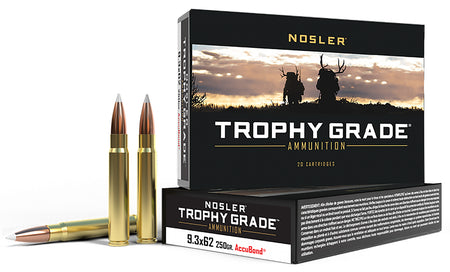 Nosler 9.3x62mm Mauser 48634 Trophy Grade Nosler AccuBond 250 Grain