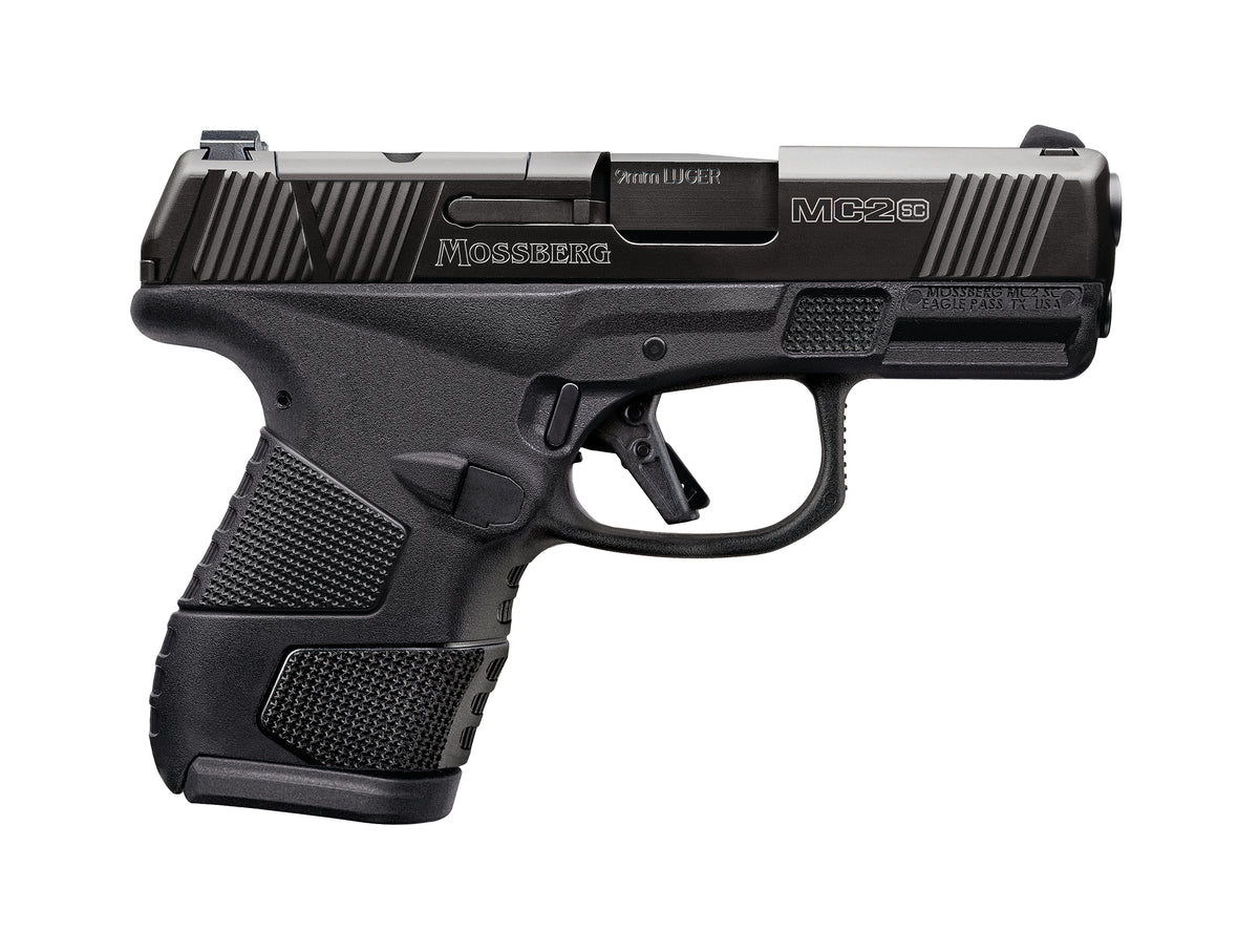 Mossberg 89045 MC2sc Sub-Compact 9mm Luger 3.40" 10+1 Matte Black DLC Stainless Steel with Optics Cut Aggressive Textured Black Polymer Grip with Cross-Bolt Safety