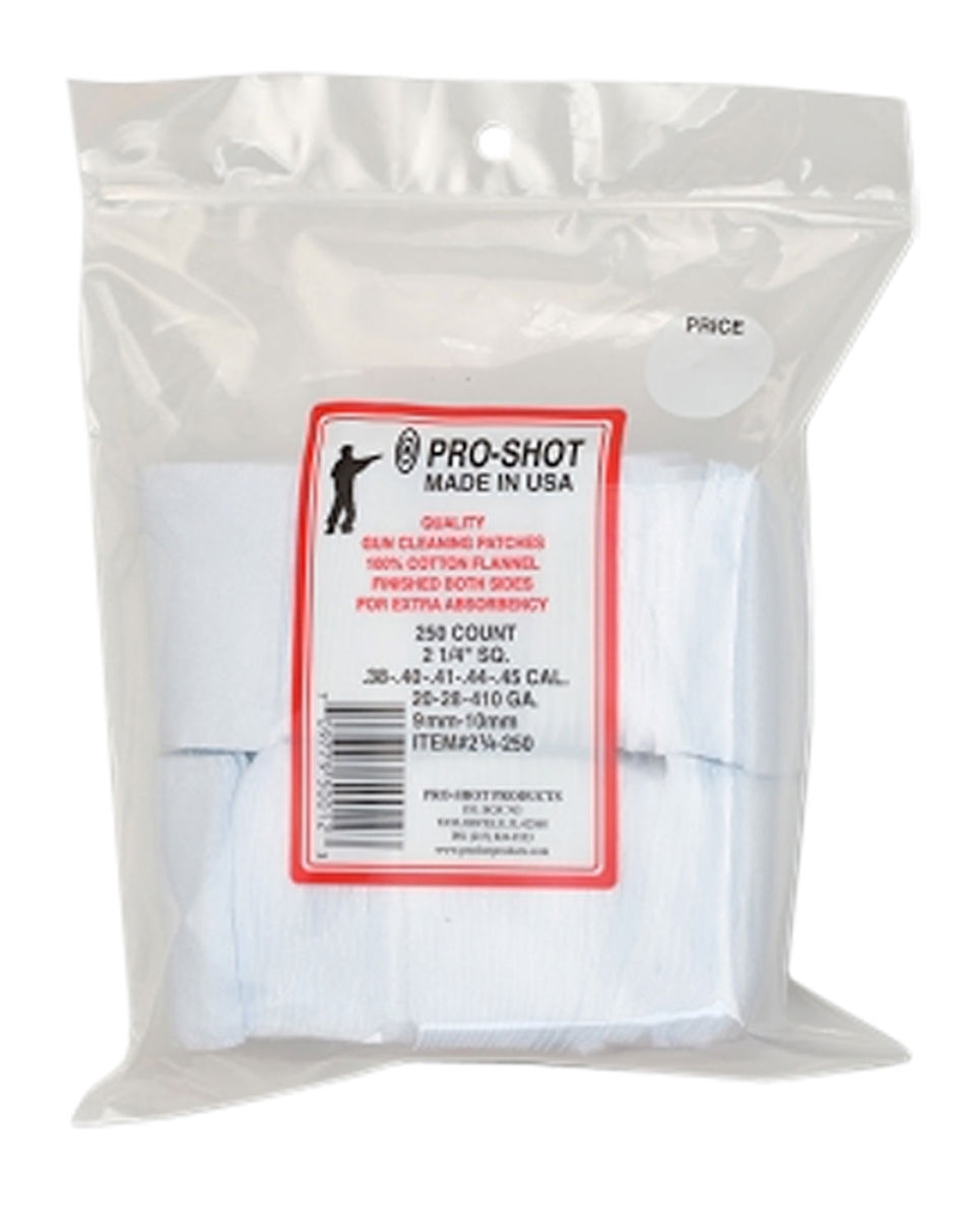 Pro-Shot 2.25" Square Cotton Flannel Patches .38-.45 Cal/.410/20 Gauge 250 Count