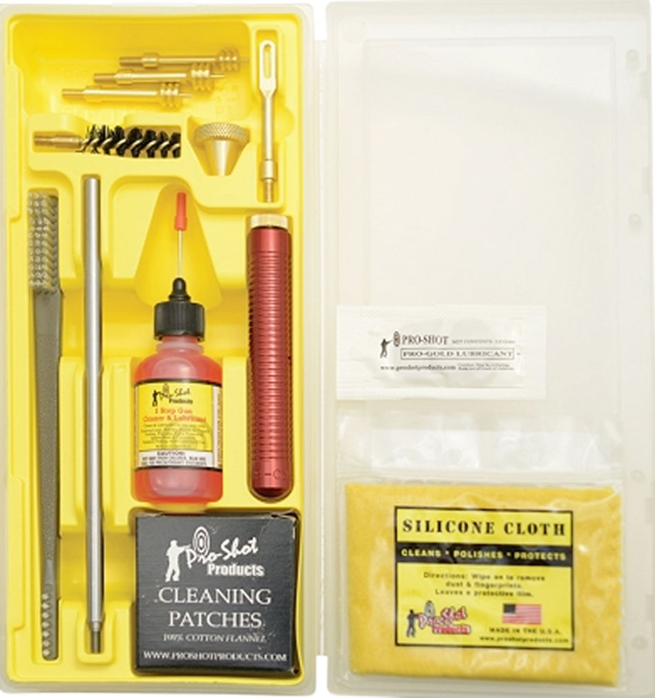 Pro-Shot Classic Box Pistol Cleaning Kit .38 and .45 Caliber with Yellow Case