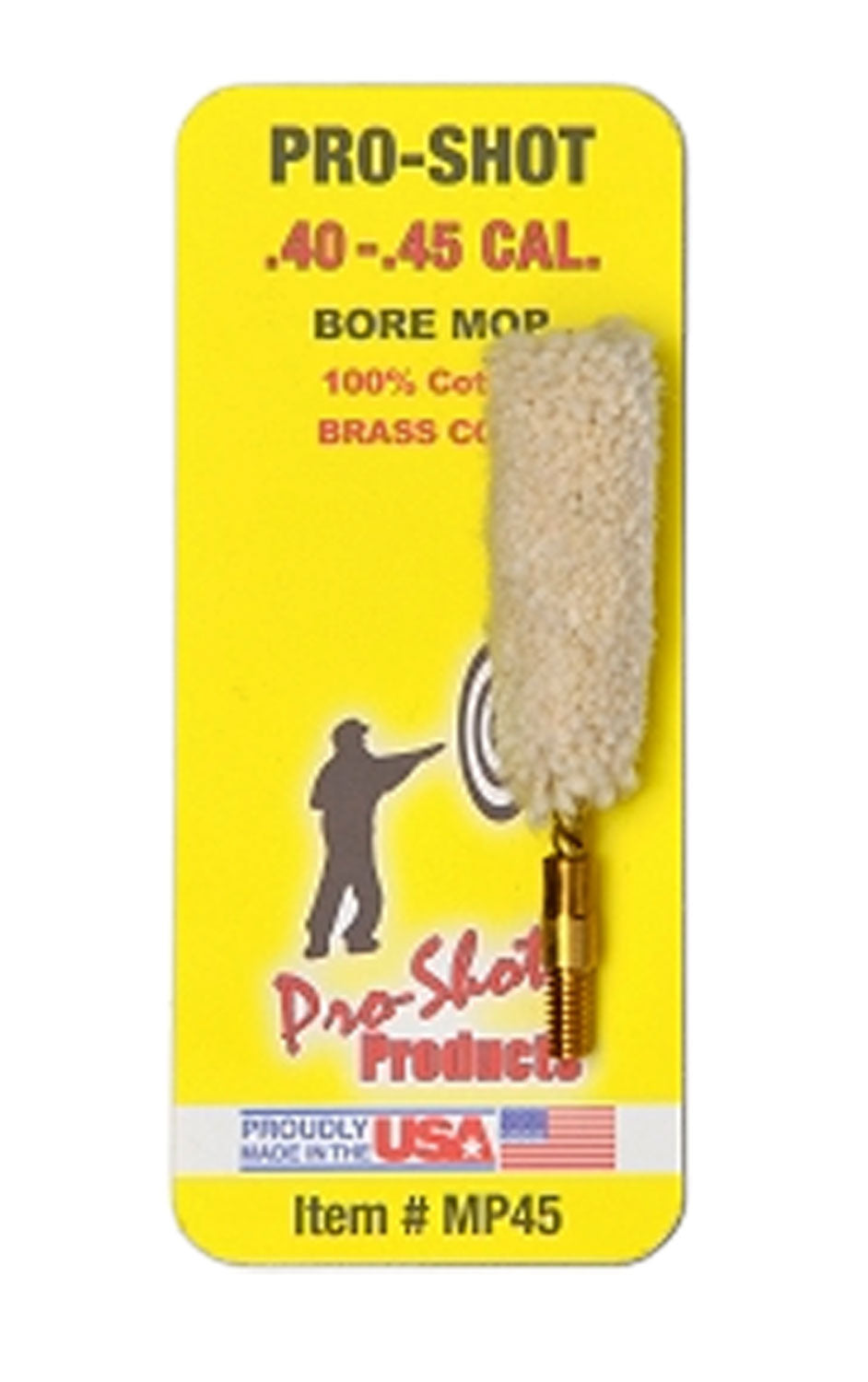 Pro-Shot .40 to .45 Caliber Pistol 100% Cotton Bore Mop #8-32 Thread