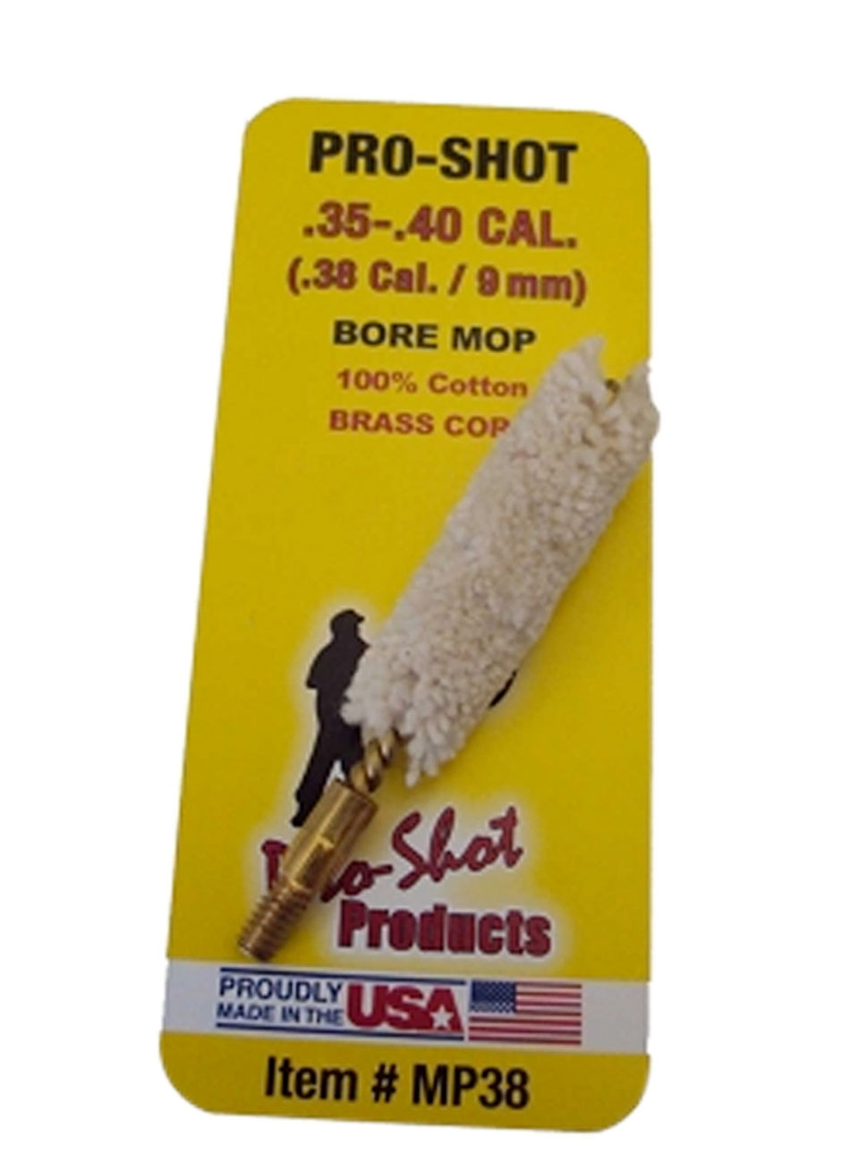 Pro-Shot .35 to .40 Caliber Pistol 100% Cotton Bore Mop #8-32 Thread