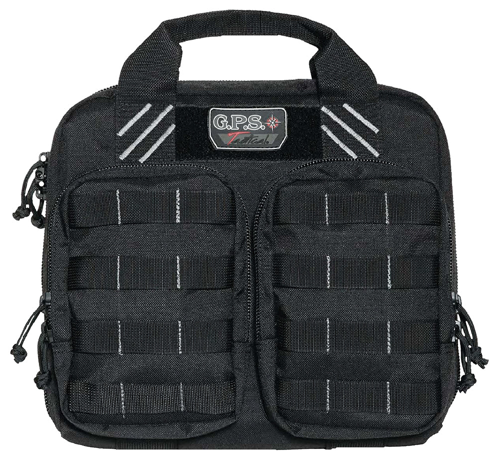 GPS Bags T1412PCB Tactical Double +2 Black Nylon Holds 4 Handguns with YKK Lockable Zipper