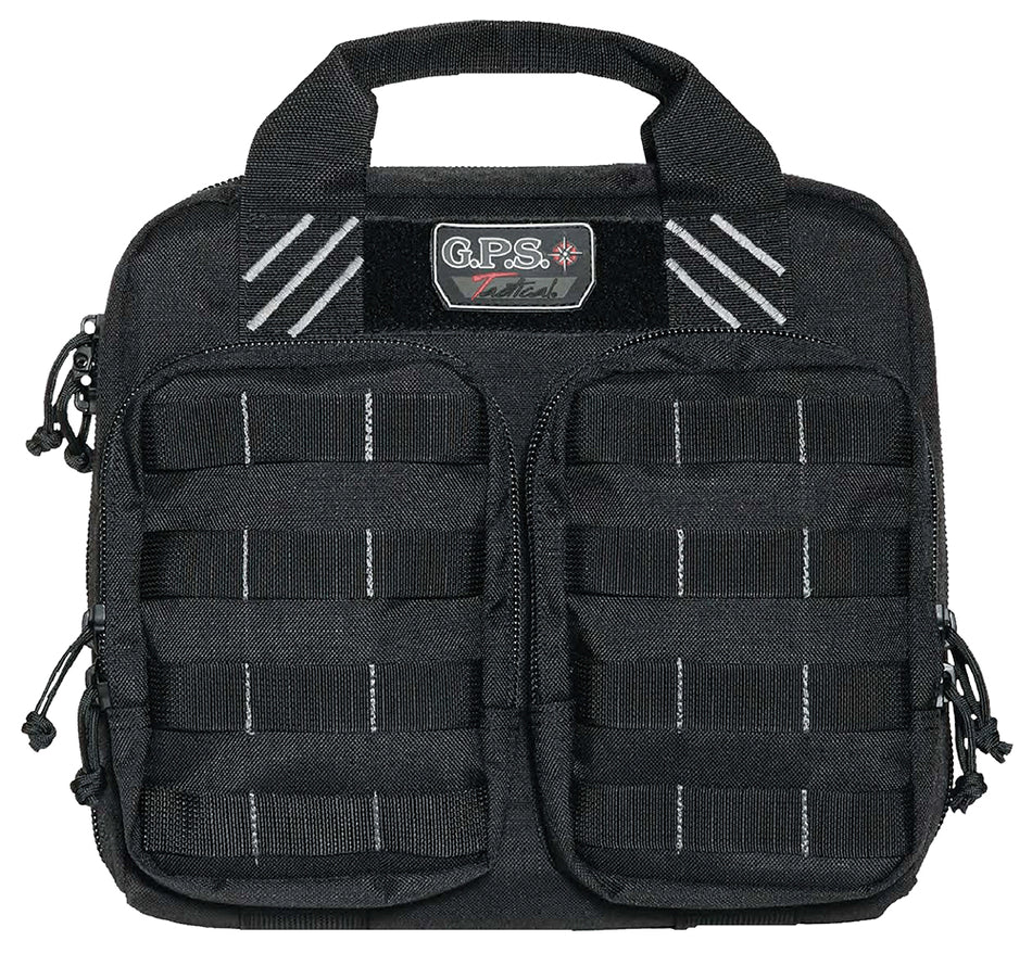 GPS Bags T1412PCB Tactical Double +2 Black Nylon Holds 4 Handguns with YKK Lockable Zipper