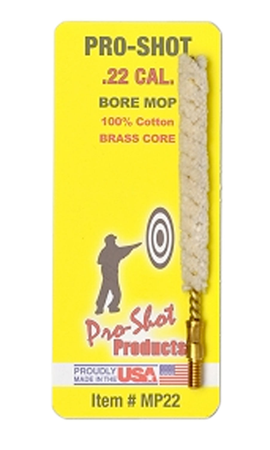 Pro-Shot .22 Caliber Handgun/Rifle 100% Cotton Bore Mop #8-32 Thread