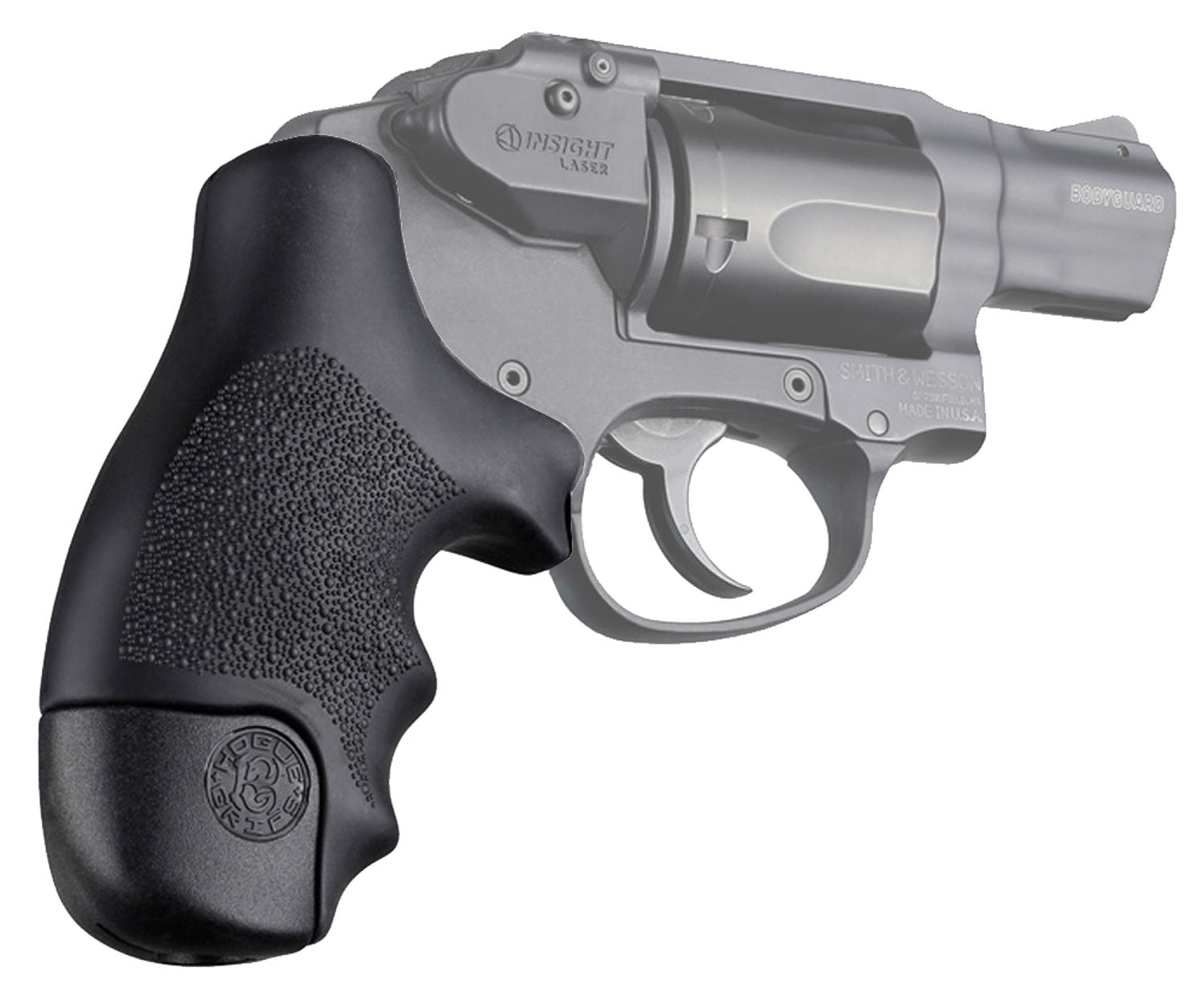 Hogue 60020 S&W J Frame Centennial Bodyguard Tamer Cobblestone Black Rubber Grip with Finger Grooves