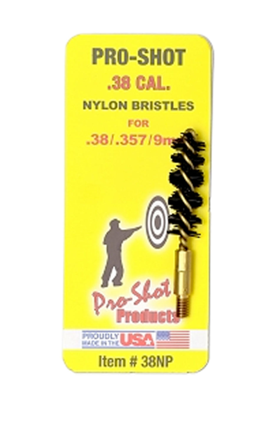 Pro-Shot 9mm / .38 Cal Pistol Nylon Bore Brush #8-32 Thread Brass Core