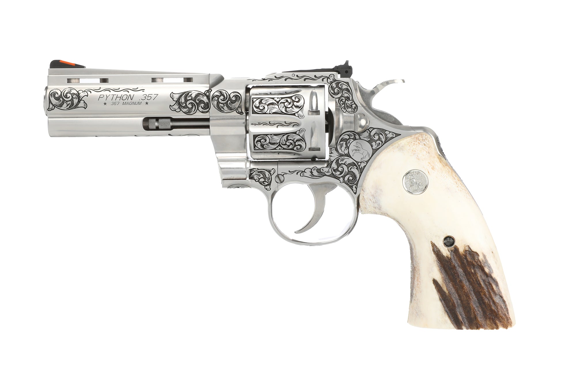 Colt Python .357 Mag 4in Engraved/Stag - Tyler Gun Works Premier Grade