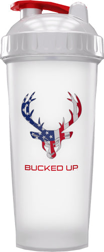 BUCKED UP SHAKER 28OZ WHITE & USA FLAG LOGO BPA FREE