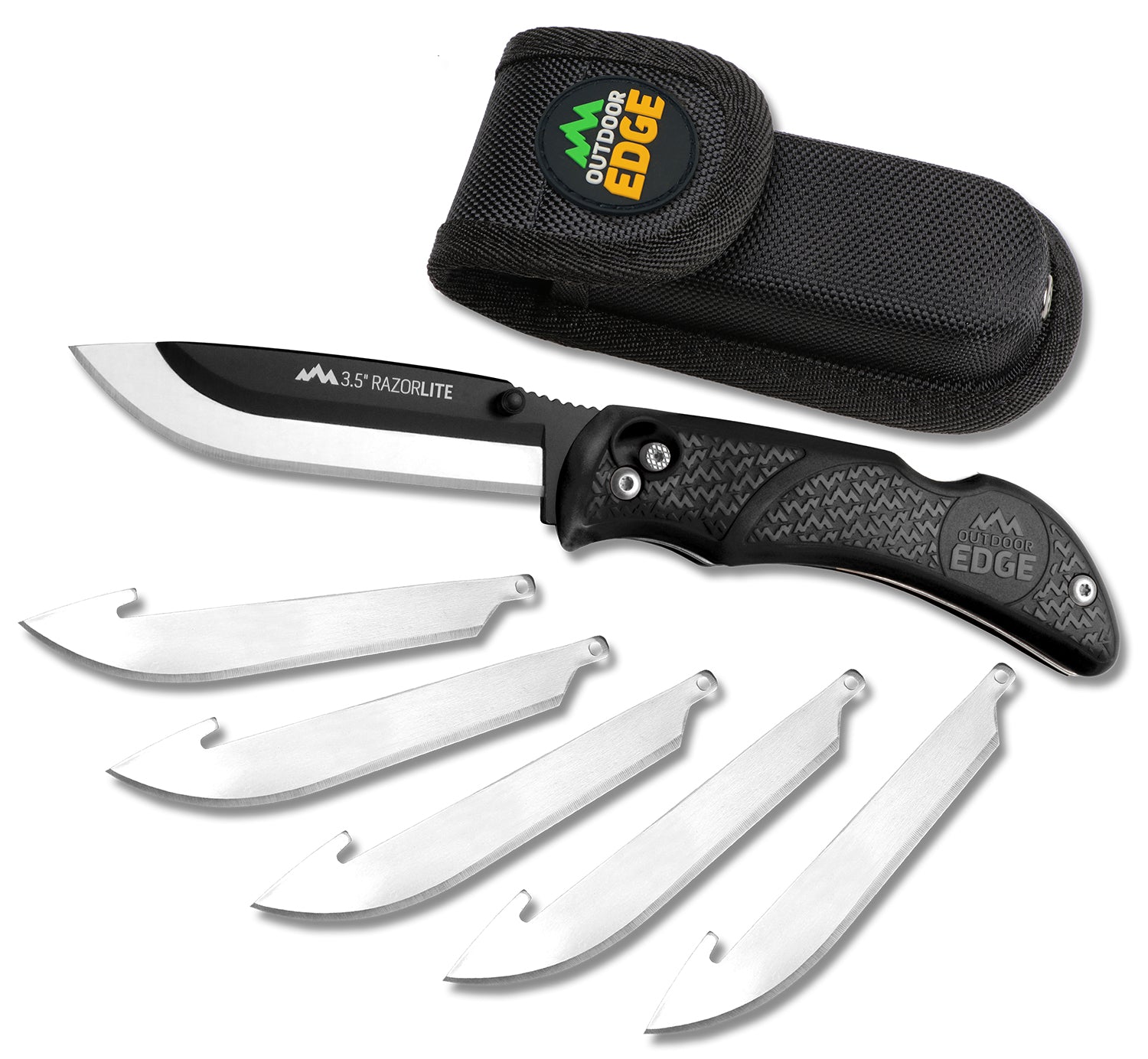 Outdoor Edge RazorLite Folding Knife 3.50" Plain Black Oxide 420J2 Stainless Steel Blade Black TPR Handle