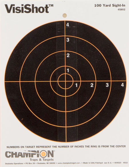 Champion Targets 45802 VisiShot Black/White 8 Inch Bullseye Paper Target 10-Pack