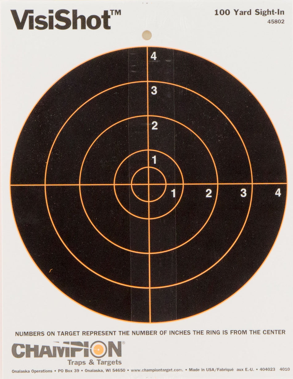 Champion Targets 45802 VisiShot Black/White 8 Inch Bullseye Paper Target 10-Pack