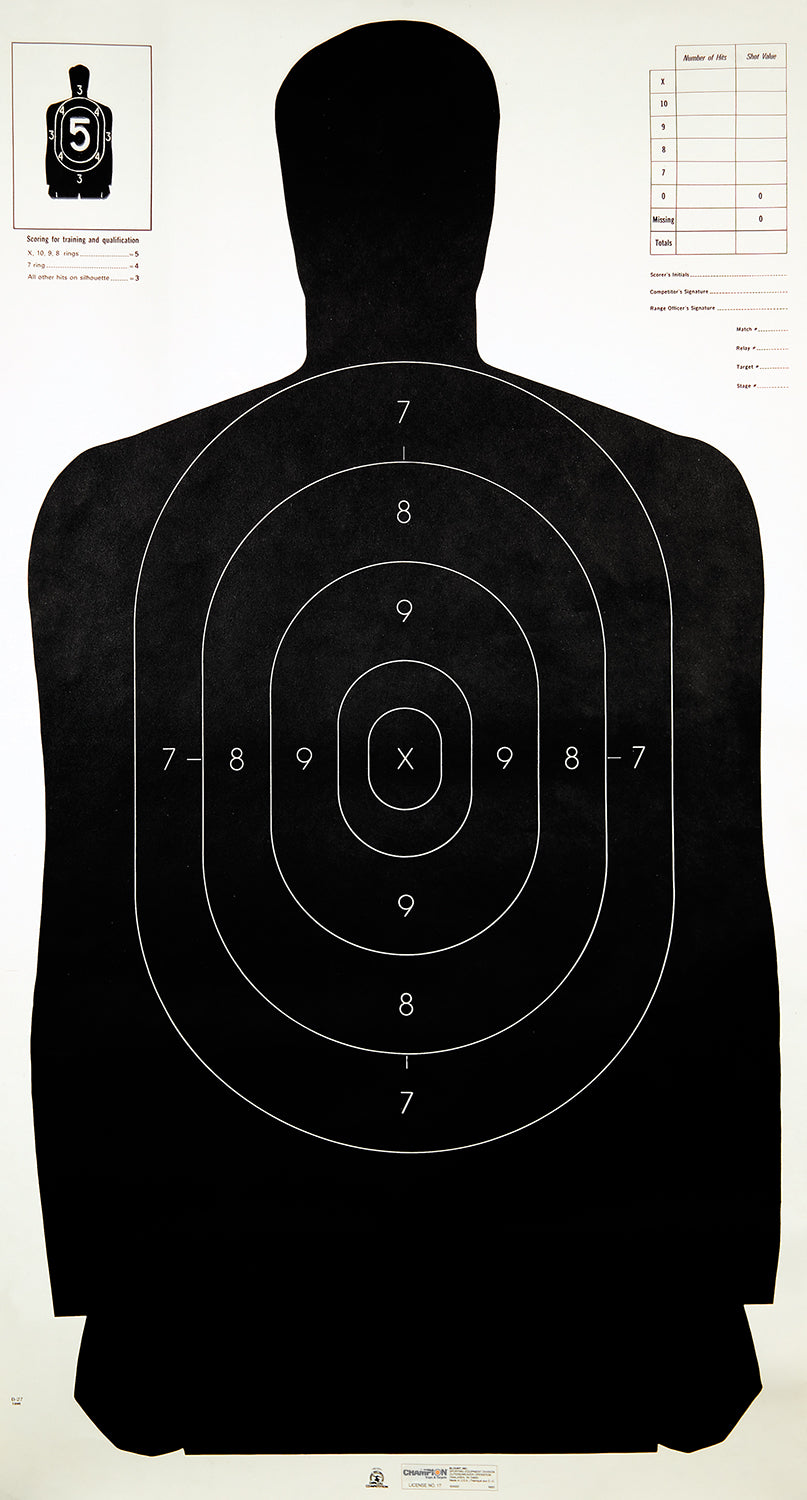 Champion 40727 Police Silhouette B-27 Black/White Paper Target 100-Pack