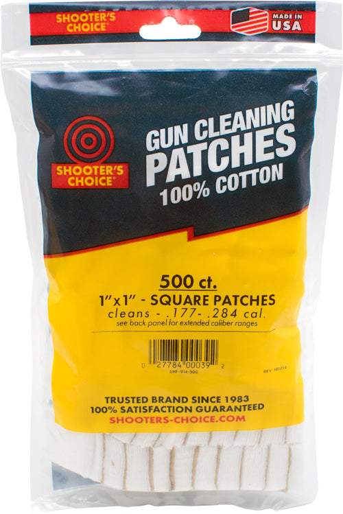 Shooter's Choice 1-Inch Square Gun Cleaning Patches 500 Pack 100% Cotton