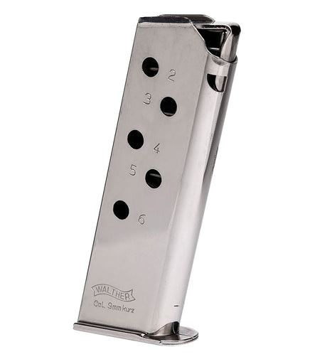 Walther PPK .380 ACP 6rd Spare Magazine in Stainless Steel
