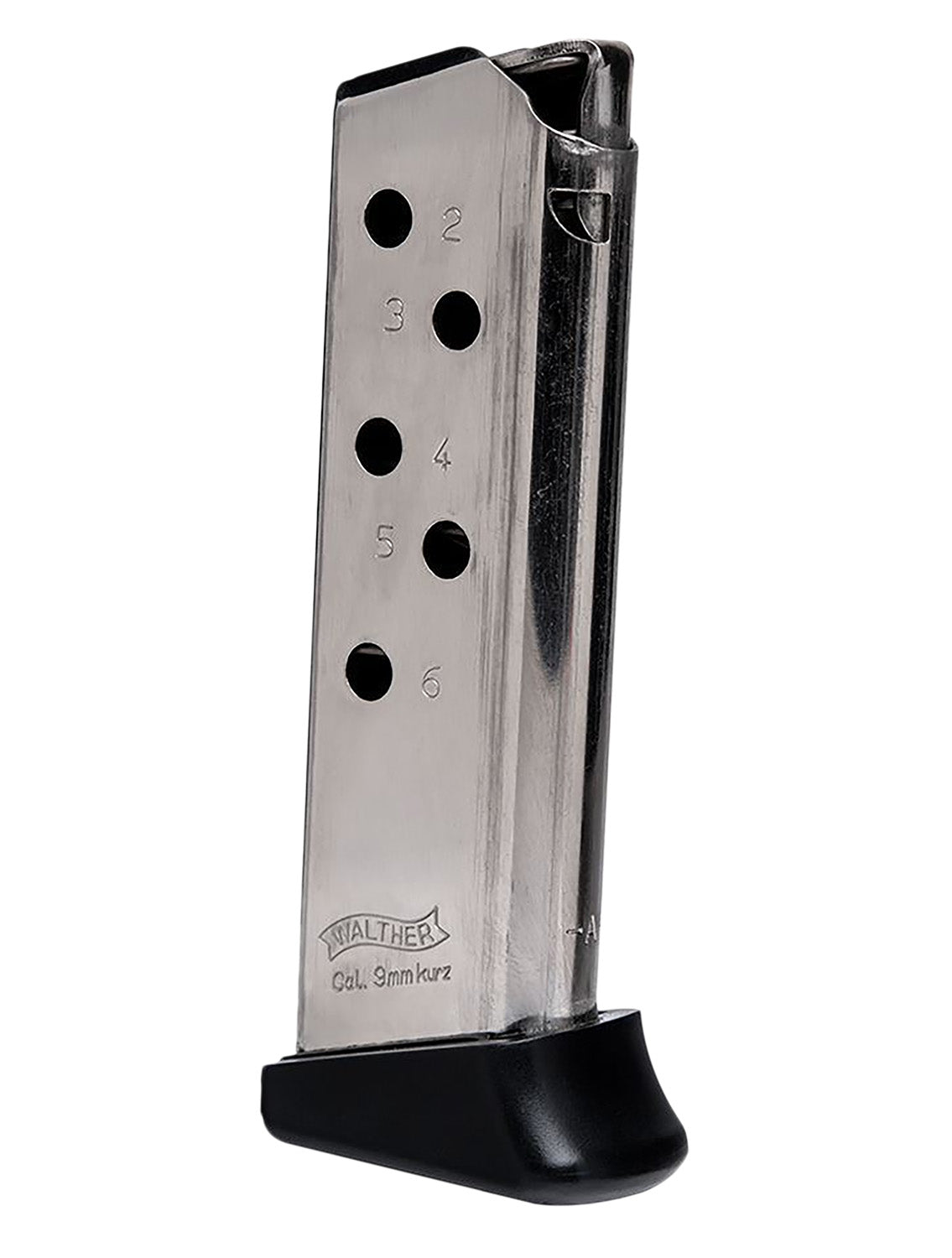 Walther PPK .380 ACP 6rd Replacement Magazine with Finger Rest in Nickel Steel