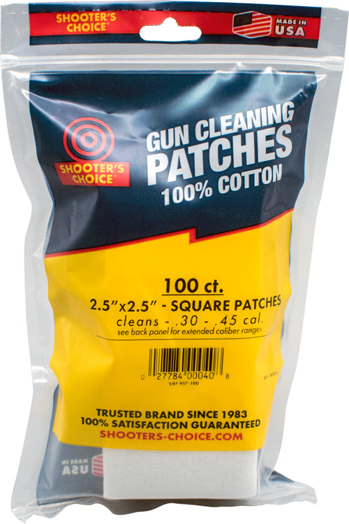 Shooter's Choice 2.5-Inch Square Gun Cleaning Patches 100 Pack 100% Cotton