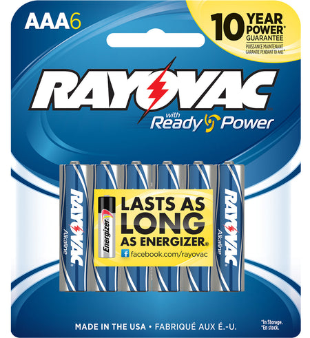 Rayovac 8246T AAA High Energy Alkaline Battery Pack 1.5 Volts 6 Count